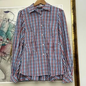 Greysn Long Puff Sleeves Buttoned Peplum Shirt